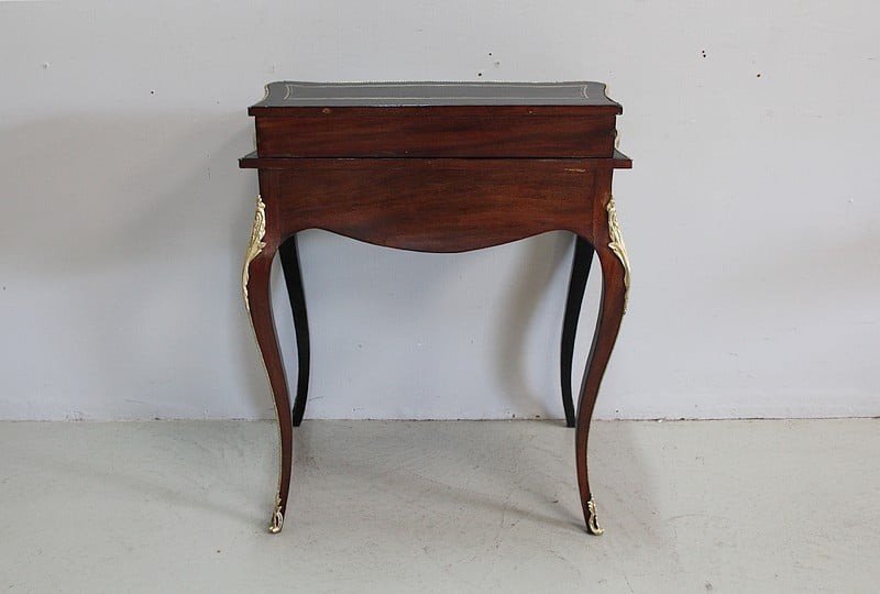 Rare Small Lady Louis XV Desk In Blackened Wood - Napoleon III Period-photo-7