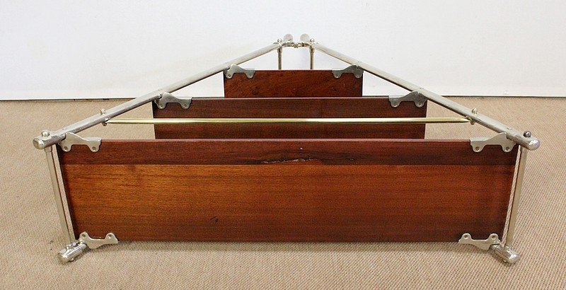 Rare Boat Shelf In Solid Mahogany And Chromed Metal - 1920-photo-8