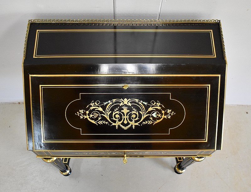  Petit Bureau De Pente En Poirier Noirci, époque Napoléon III – Début XIXe -photo-1