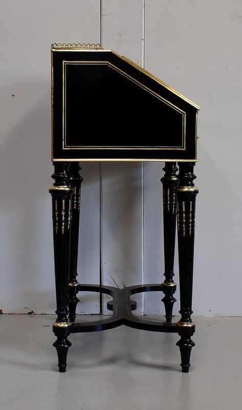 Small Slope Desk In Blackened Pear Tree, Napoleon III Period - Early 19th Century-photo-5