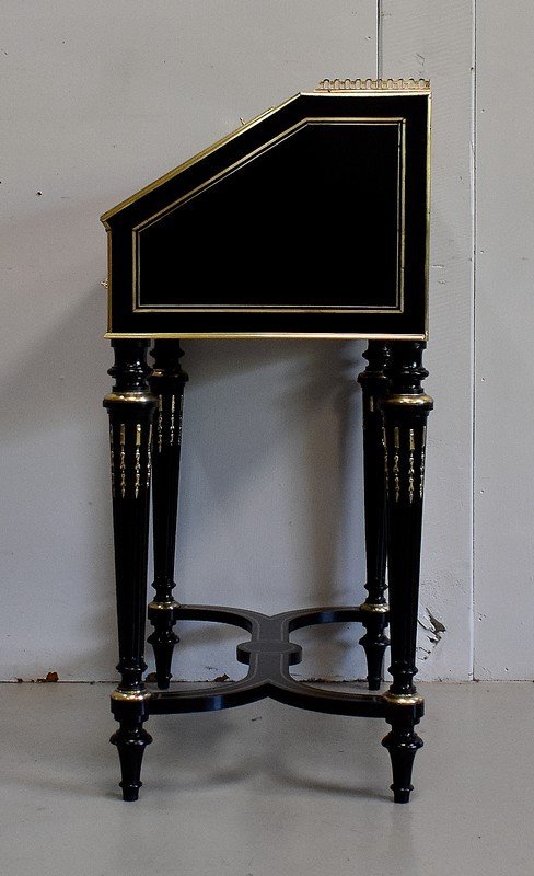 Small Slope Desk In Blackened Pear Tree, Napoleon III Period - Early 19th Century-photo-6