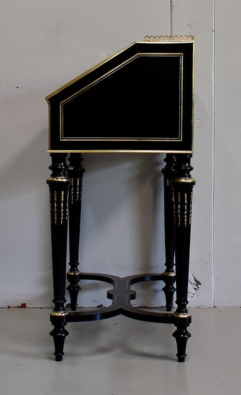 Small Slope Desk In Blackened Pear Tree, Napoleon III Period - Early 19th Century-photo-6