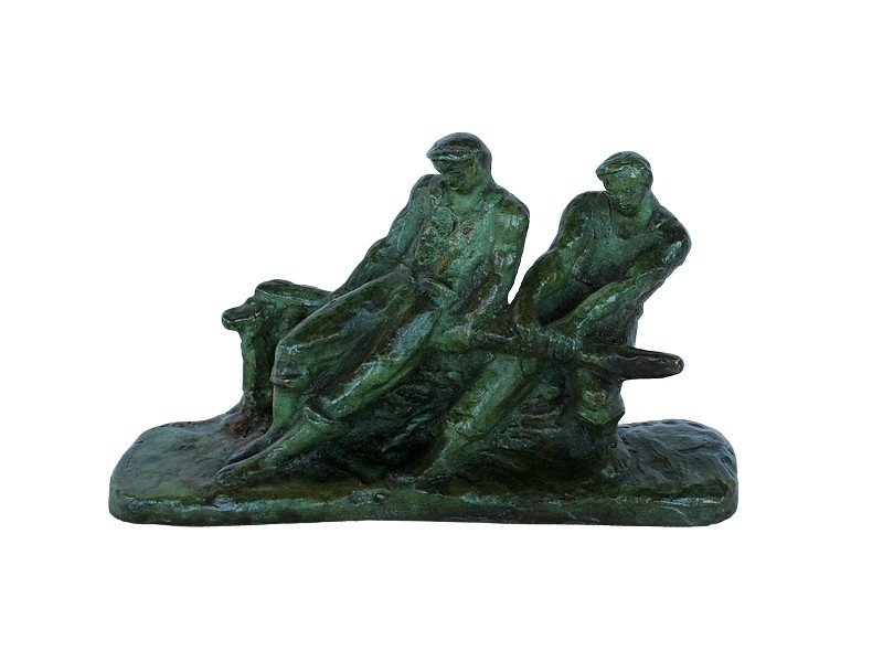  Bronze « Deux Pêcheurs à La Barre» Par Gufko – 1900 