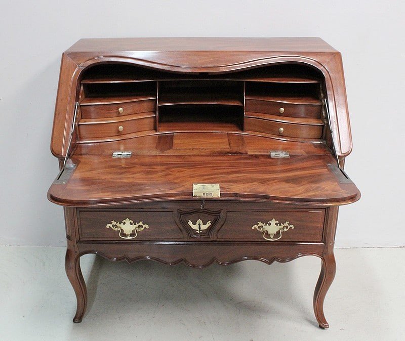  Bureau De Pente Louis XV d'Armateur En Acajou - Région Nantaise XVIIIe -photo-2