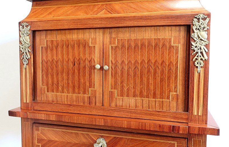  Petit Cabinet En Marqueteries De Bois Divers, Style Louis XVI – 1900 -photo-3