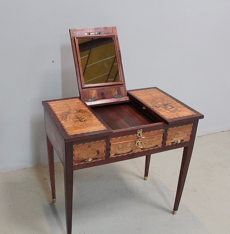Louis XVI Dressing Table In 18th Century Marquetry-photo-2