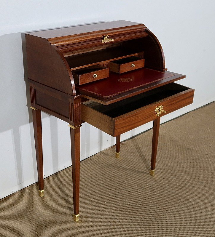 Small Cylinder Desk In Mahogany, Louis XVI Style - Late Nineteenth-photo-6