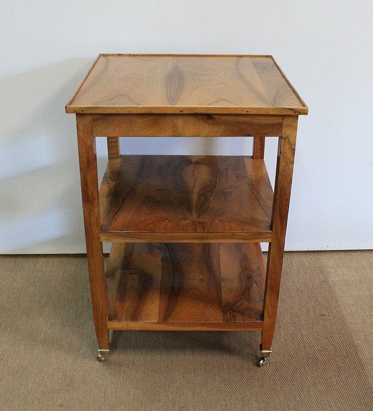 Rolling Trolley In Blond Walnut, Directoire Taste - 1st Part Of The Nineteenth