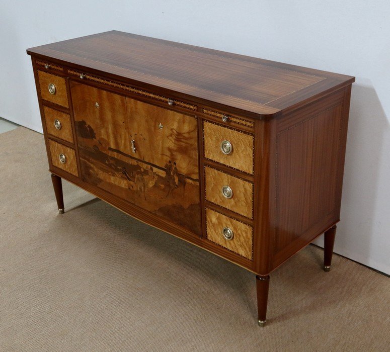  Buffet Commode En Acajou Et Marqueteries, Dans Le Goût Louis XVI - 1940/1950 -photo-3