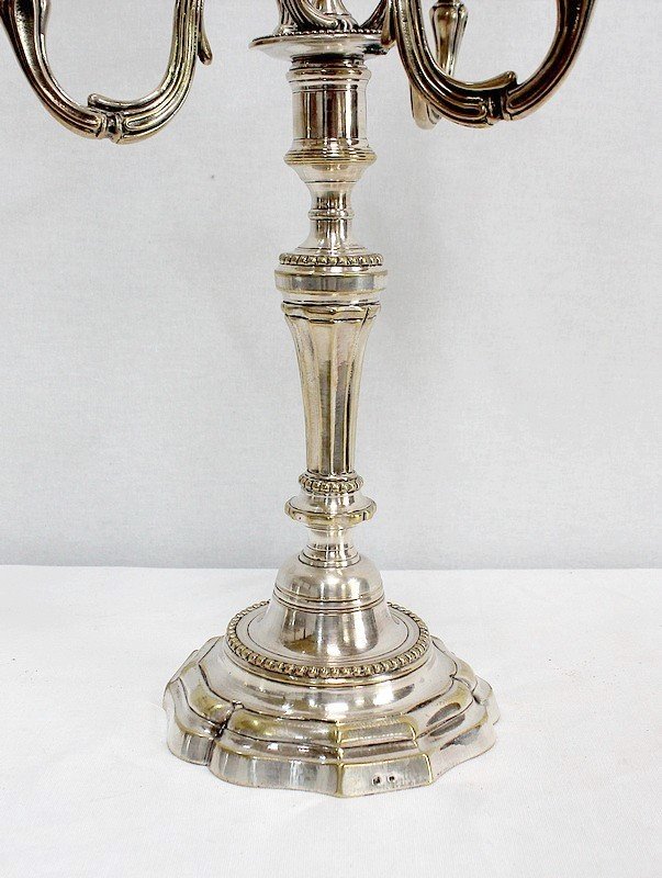  Paire De Candélabres En Bronze Argenté, Goût Louis XVI – Fin XIXe -photo-4