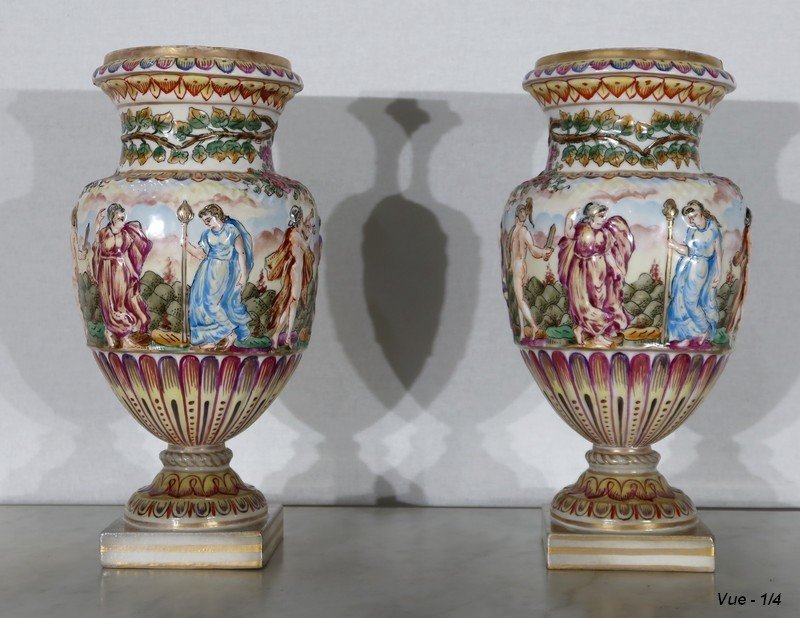  Paire De Vases De Capodimonte - Fin XIXe -photo-4