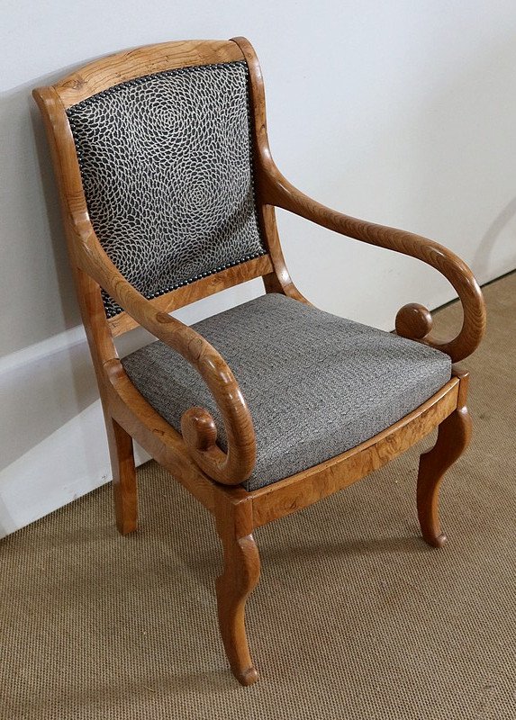 Paire De Fauteuils En Frêne Clair, époque Restauration  / Charles X – Début XIXe-photo-2