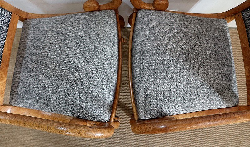 Pair Of Armchairs In Light Ash, Restoration Period / Charles X - Early Nineteenth-photo-1