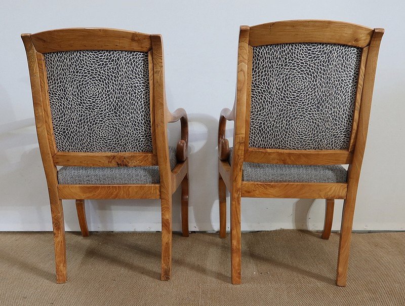 Pair Of Armchairs In Light Ash, Restoration Period / Charles X - Early Nineteenth-photo-7