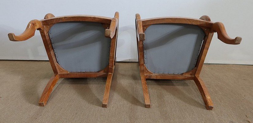 Pair Of Armchairs In Light Ash, Restoration Period / Charles X - Early Nineteenth-photo-8