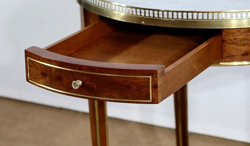 Bouillotte Table In Mahogany And Carrara Marble, Louis XVI Style - Mid-19th Century-photo-7