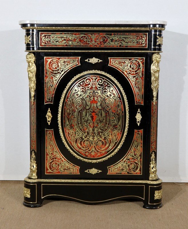 Between-two Cabinet In Boulle Marquetry, Napoleon III Period - Mid-19th Century-photo-2