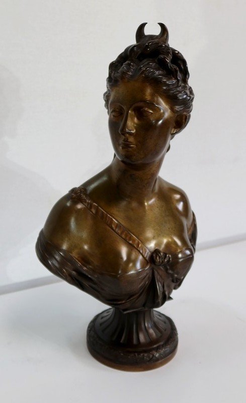 Bust Of Diana In Bronze, After Houdon - Late Nineteenth-photo-2
