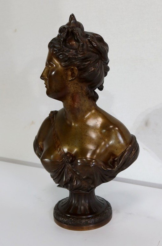 Bust Of Diana In Bronze, After Houdon - Late Nineteenth-photo-3