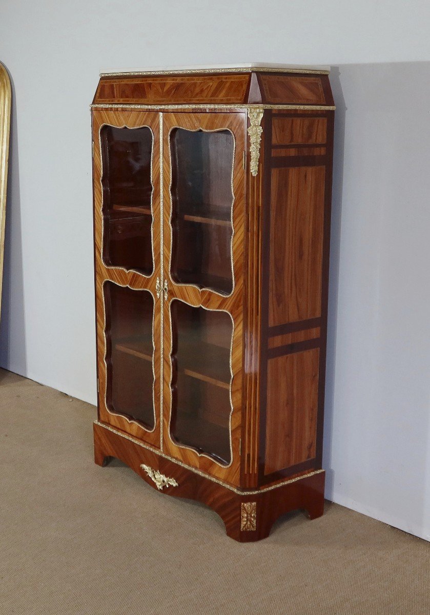  Petite Vitrine En Bois Précieux Dans Le Goût Louis XIV, époque Napoléon III – 1850 -photo-3