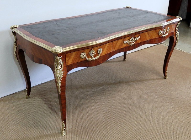 Ceremonial Desk In Rosewood And Violet Wood, Louis XV Style - 2nd Half Nineteenth-photo-2