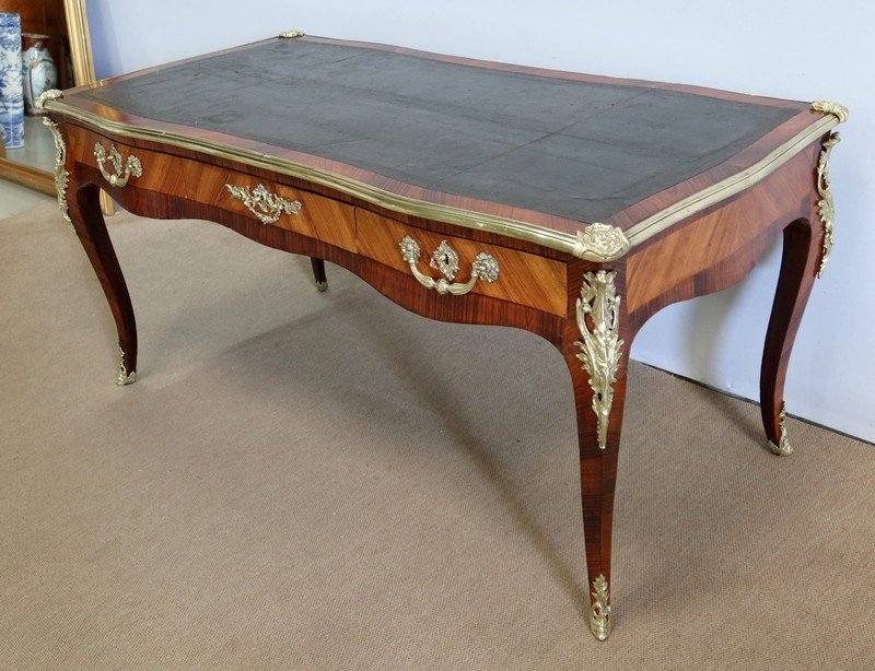 Ceremonial Desk In Rosewood And Violet Wood, Louis XV Style - 2nd Half Nineteenth-photo-3
