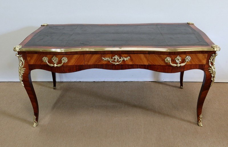Ceremonial Desk In Rosewood And Violet Wood, Louis XV Style - 2nd Half Nineteenth