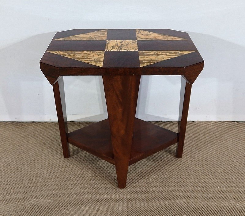 Art Deco Pedestal Table In Mahogany And Rosewood - 1940