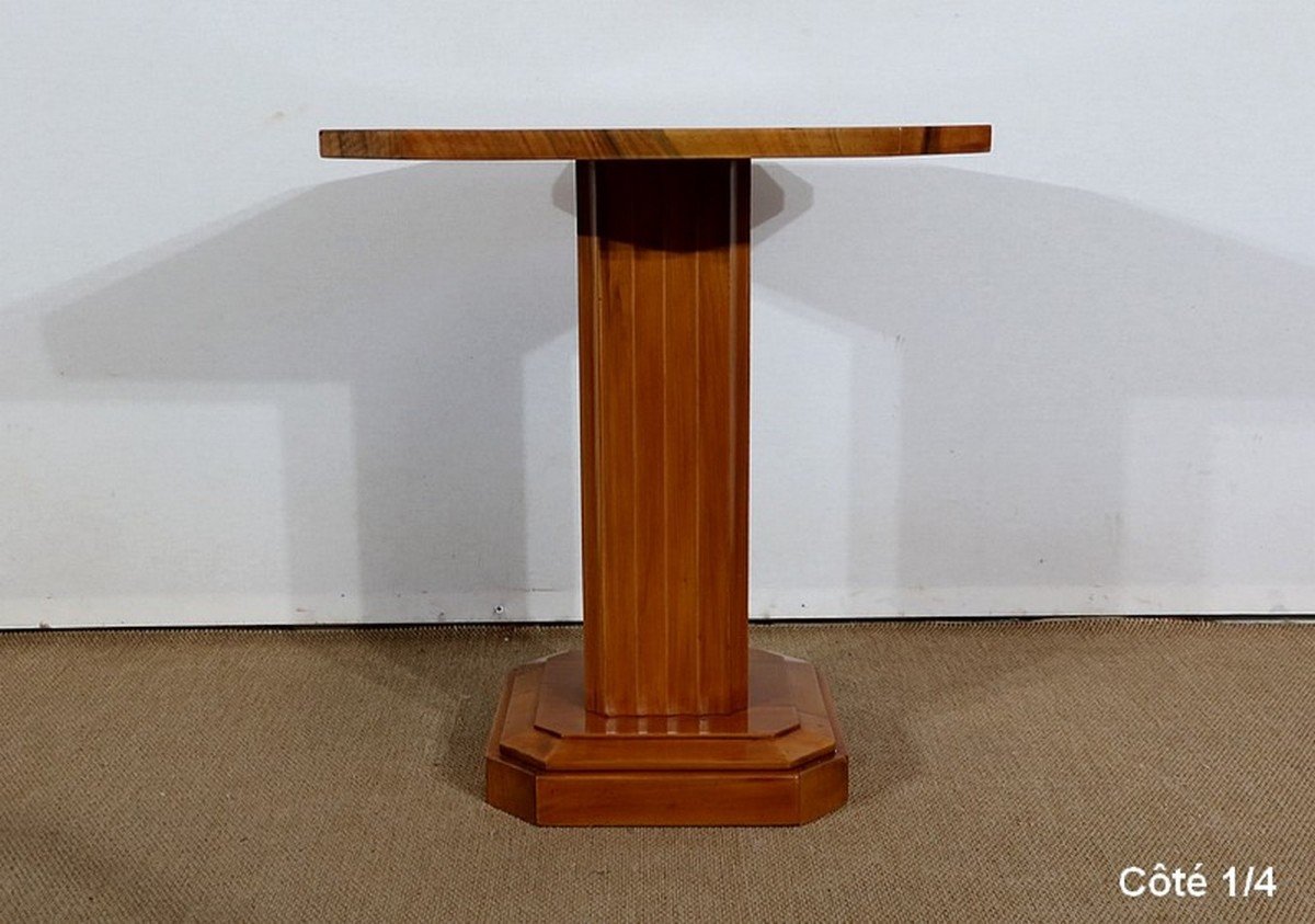 Art Deco Pedestal Table In Walnut And Cherry - 1930/1940-photo-2