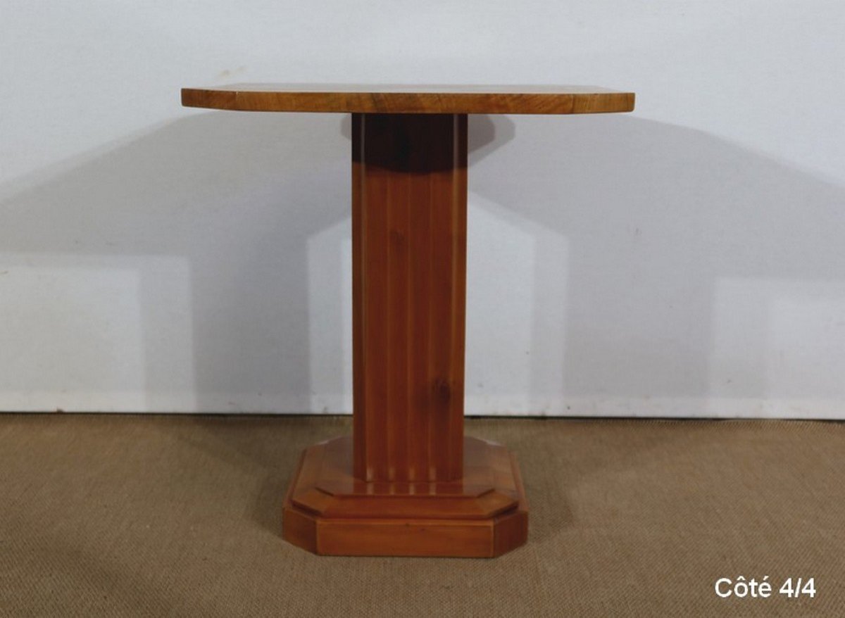 Art Deco Pedestal Table In Walnut And Cherry - 1930/1940-photo-5