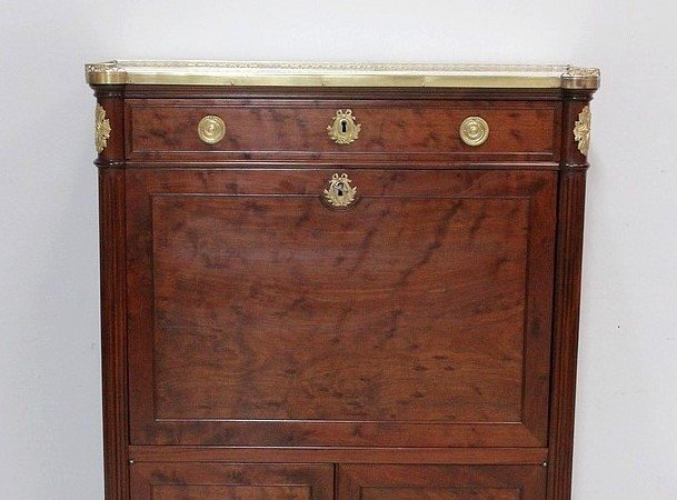 Secretaire In Speckled Mahogany, Louis XVI Period - 2nd Half Of The 18th Century-photo-1