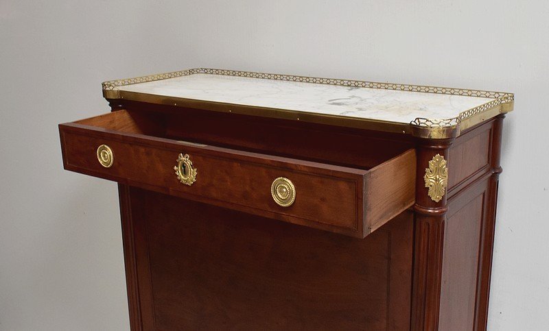 Secretaire In Speckled Mahogany, Louis XVI Period - 2nd Half Of The 18th Century-photo-4