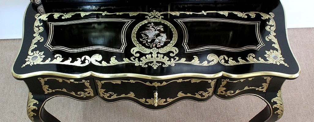  Rare Cabinet En Bois Noirci Et Laiton, époque Napoléon III - XIXe -photo-4