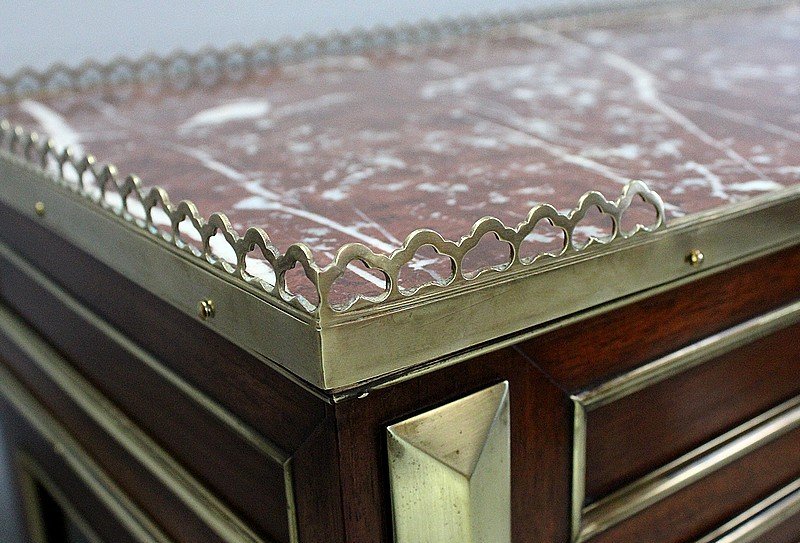 Small Showcase In Solid Mahogany And Veneer, Louis XVI Style - Late Nineteenth-photo-1