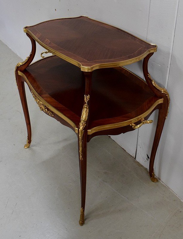 Marquetry Tea Table, Louis XV Style - Early 20th Century-photo-3