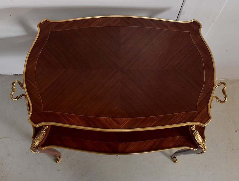 Marquetry Tea Table, Louis XV Style - Early 20th Century-photo-4
