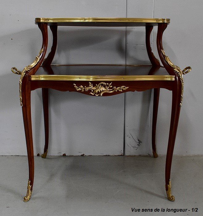 Marquetry Tea Table, Louis XV Style - Early 20th Century-photo-5