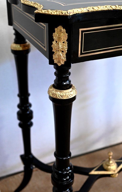 Small Table In Blackened Pear Tree, Napoleon III Period - Mid-19th Century-photo-3
