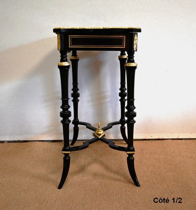 Small Table In Blackened Pear Tree, Napoleon III Period - Mid-19th Century-photo-5