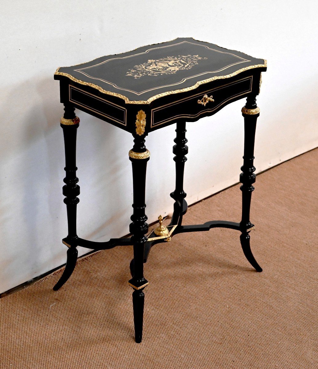 Small Table In Blackened Pear Tree, Napoleon III Period - Mid-19th Century