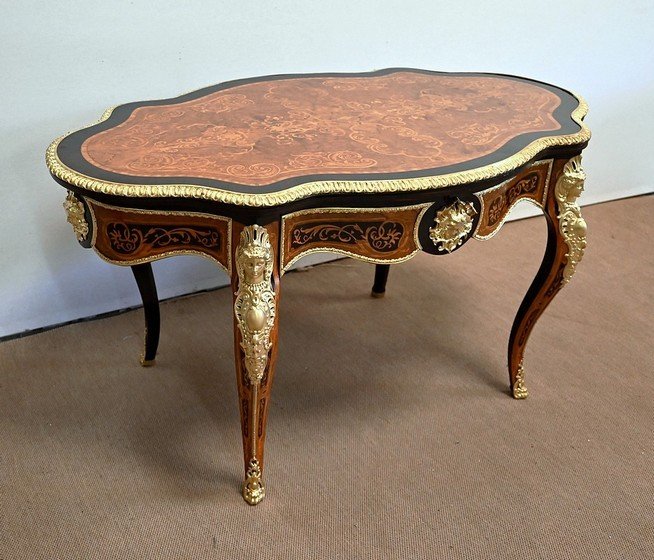  Table Violonée En Bois Précieux, époque Napoléon III – Milieu XIXe -photo-2