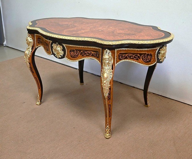  Table Violonée En Bois Précieux, époque Napoléon III – Milieu XIXe -photo-3