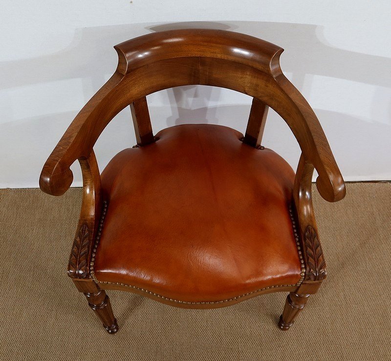  Fauteuil De Bureau En Noyer Massif, époque Louis-philippe – 2ème Moitié XIXe -photo-2