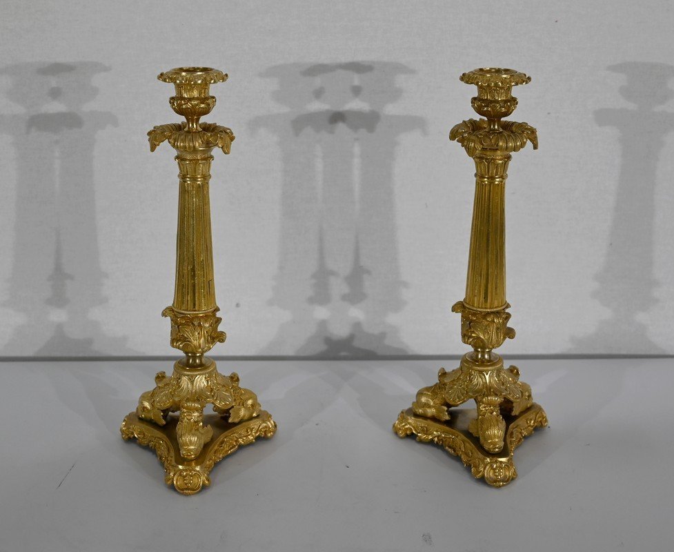 Paire De Flambeaux En Bronze, époque Restauration – Début XIXe