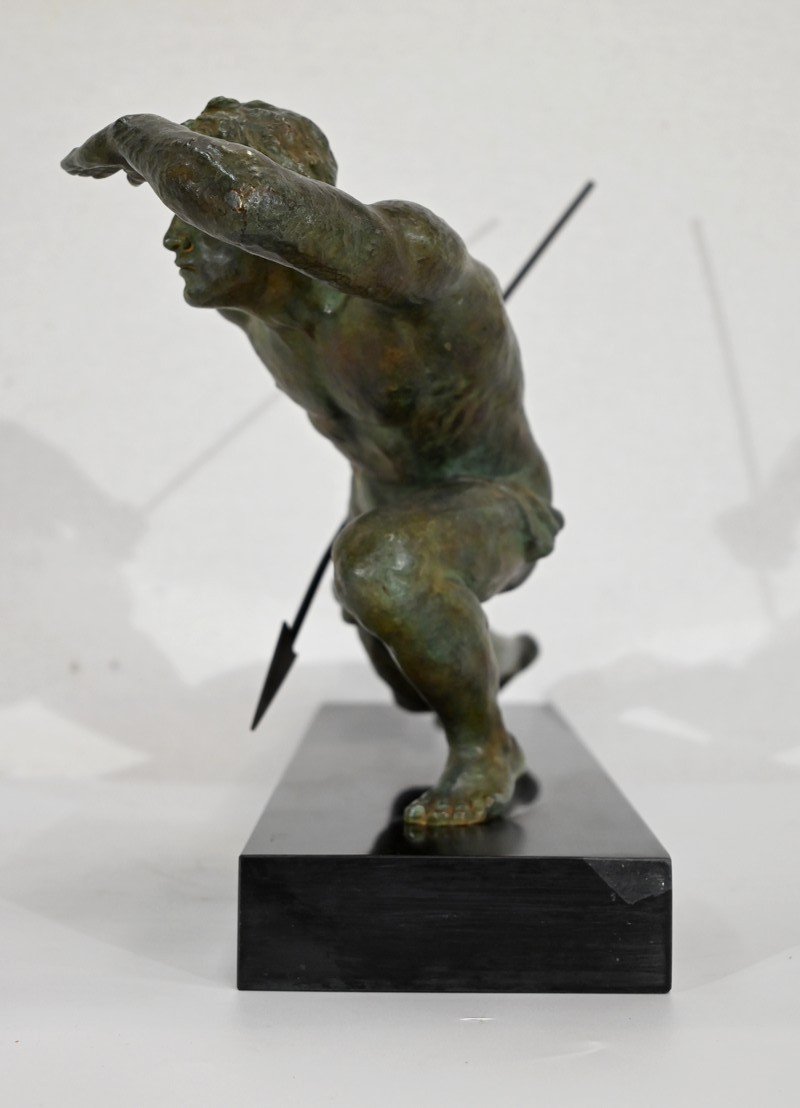 Bronze Art Déco, « Le Guetteur Au Javelot », De A. Ouline – Début XXe-photo-6
