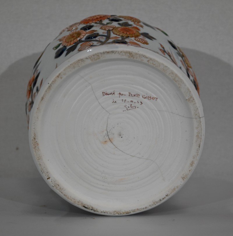 Important Vase à Décor Imari, Signé H. Gibot – 1943-photo-8