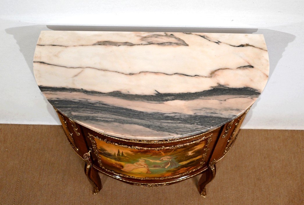 Buffet-commode Demi-lune En Acajou, Transition Louis XV-louis XVI – 1ère Partie Du XXe-photo-1