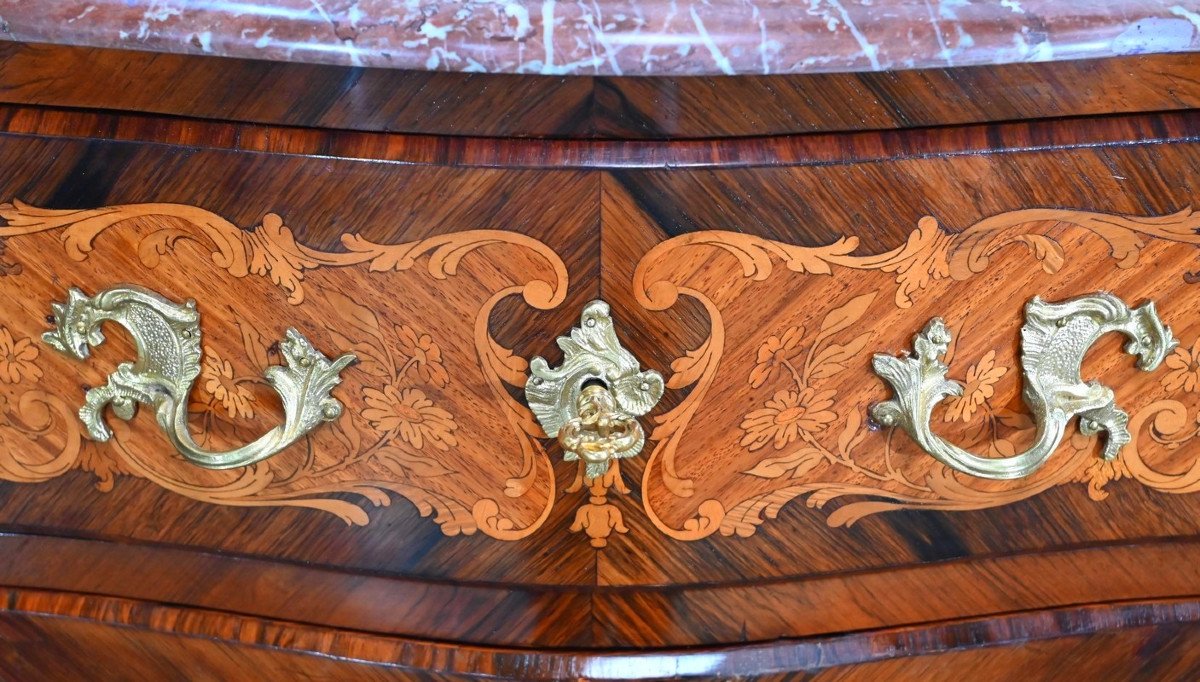 Secretary In Marquetry, Transition Louis XV / Louis XVI - Late Nineteenth-photo-4