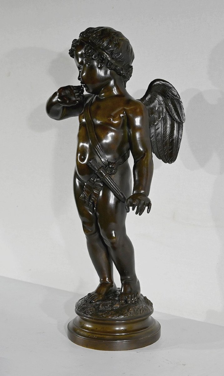 Important Bronze « Cupidon », D’après J-b. Pigalle – Fin XIX-photo-3