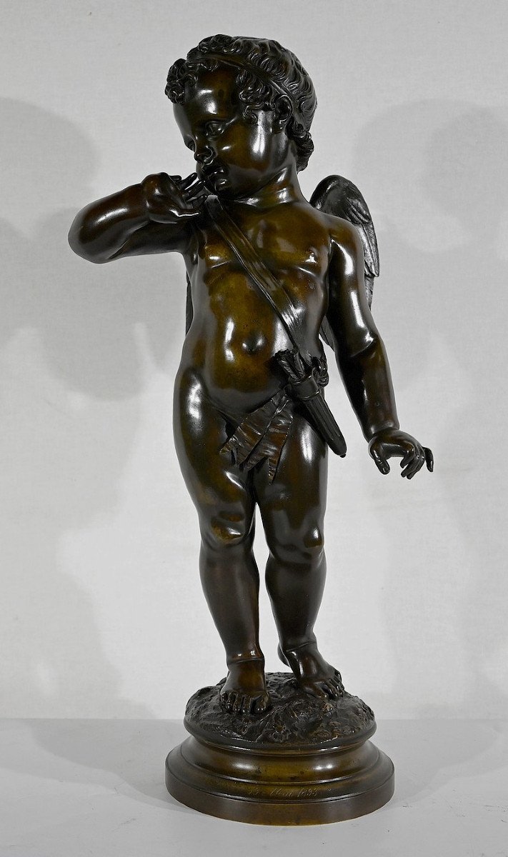 Important Bronze « Cupidon », D’après J-b. Pigalle – Fin XIX-photo-4